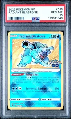 PSA 10 Gem Mint Radiant Blastoise 018/078 Pokemon GO Holo Pokemon TCG - Image 1