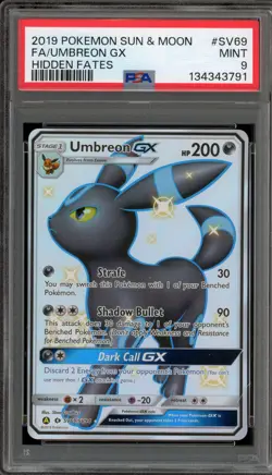 Pokemon Umbreon GX Hidden Fates Full Art #SV69 PSA 9 Mint - Image 1