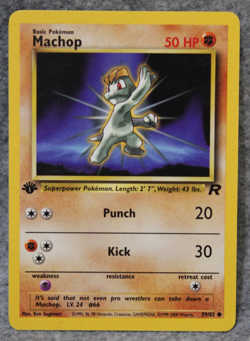 1st Edition Machop 59/82 Team Rocket Common Pokemon Card - LP - Image 1