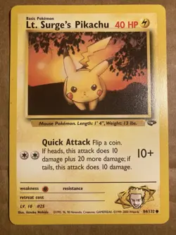 Lt. Surge’s Pikachu Pokemon Card Gym Challenge 84/132 - Image 1