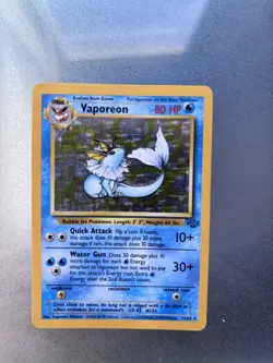 Pokemon TCG Vaporeon Holo Rare Card Jungle, 12/64 Lightly Played - Image 1
