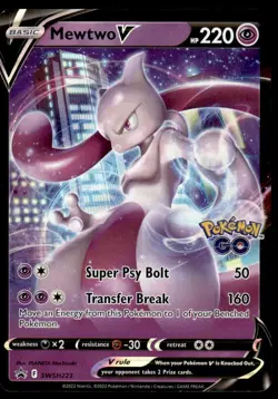 Pokemon TCG SWSH: Sword & Shield Promo Cards #SWSH223 Mewtwo V Holo NM - Image 1