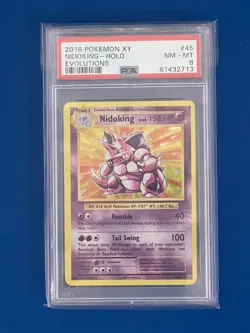 2016 Pokemon XY Nidoking Holo Evolutions #45 PSA 8 - Image 1