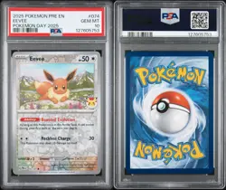 2025 POKEMON PRE EN-PRISMATIC EVOLUTIONS POKEMON DAY 2025 #074 EEVEE PSA 10 - Image 1