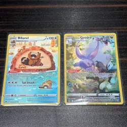 Pokemon TCG 2 Holo Cards Crown Zenith Bibarel GG25 + Goodra GG21 - Image 1