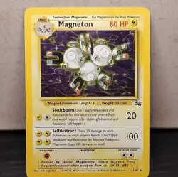 Pokemon Magneton Fossil Holo Rare Card 11/62 HP80 1999 English TCG - Image 1
