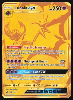 Lunala GX - 172/156 - Gold Secret Rare - Ultra Prism - Pokemon Card - 1 - Image 1