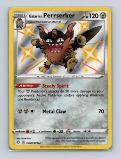 Galarian Perrserker SV087 2021 Pokemon Shining Fates Shiny Vault Holo Card NM+ - Image 1
