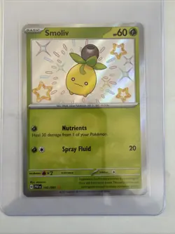 Pokemon Smoliv 102/091 SV Paldean Fates Holo Shiny Rare Basic Card English - Image 1