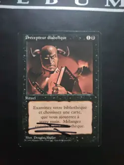 Mtg Demonic Tutor SIGNED Fbb First Edition Black Border French Douglas Shuler NM - Image 1