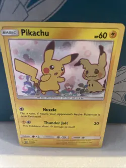 Pokemon Card Pikachu SM162 Sun & Moon Holo Black Star Promo Team Up Played 2 - Image 2