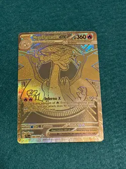 Phantasmal Flames Mega Charizard X Ex Mega Hyper Rare Gold Pokemon Card 130/094 - Image 1