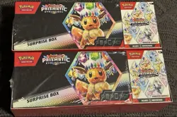 LOT OF 2 Pokemon Prismatic Evolutions Surprise Box+Booster Bundle Sams Club Set - Image 1