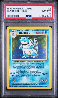 1999 POKEMON BASE SET UNLIMITED #2 BLASTOISE-HOLO PSA 8 - Image 1