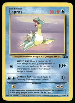 Pokemon Cards Lapras 25/62 UNLIMITED Fossil WOTC Rare NM *1 - Image 1