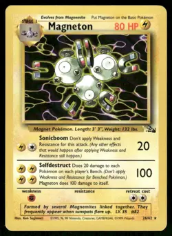 Pokemon Cards Magneton 26/62 UNLIMITED Fossil WOTC Rare LP *1 - Image 1