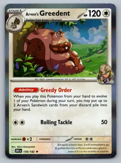 Pokemon TCG SV10: Destined Rivals Arven's Greedent 159/182 - Image 1