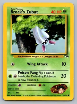 Pokemon TCG Gym Heroes Brock's Zubat (74) 074/132 - Image 1