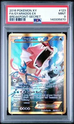 2016 Pokemon XY Breakpoint Secret Rare Gyarados EX #123/122 PSA 9 - Image 1