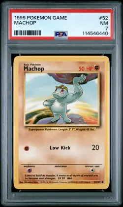 1999 POKEMON GAME #52 MACHOP PSA NM 7 - Image 1