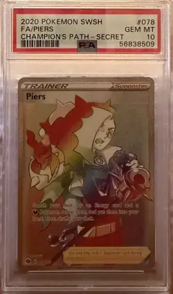 PSA 10 PIERS POKEMON SWORD & SHIELD CHAMPION'S PATH SECRET RARE #078 (4749) - Image 1
