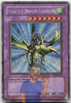 Gaia the Dragon Champion LOB-E102 Secret Rare Unlimited DMG Yugioh - Image 1
