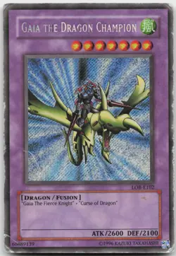 Gaia the Dragon Champion LOB-E102 Secret Rare Unlimited DMG Yugioh - Image 2