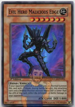 Evil HERO Malicious Edge GLAS-EN003 Super Rare 1st Edition NM Yugioh - Image 1
