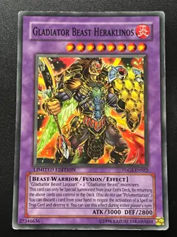 Gladiator Beast Heraklinos TDGS-ENSE2 Super Rare Moderate Play Yugioh - Image 1