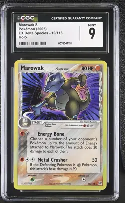 CGC 9 MINT Marowak 2005 EX Delta Species 10/113 Holo Pokemon Card - Image 1