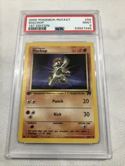 2000 Pokemon Team Rocket 1st Edition Machop #59 PSA 9 Mint - Image 1