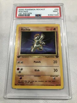 2000 Pokemon Team Rocket 1st Edition Machop #59 PSA 9 Mint - Image 2
