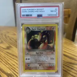 Dark Charizard PSA 8 2000 Pokemon Rocket Unlimited Holo Rare #4/82 - Image 1