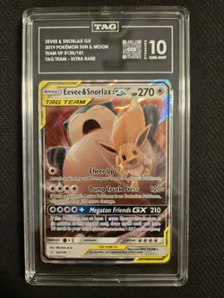 Pokemon Eevee & Snorlax GX Team Up SM 120/181 EN Gem Mint TAG 10 Holo Rare Card - Image 1