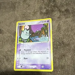 Pokemon TCG-Spoink-EX Crystal Guardians-62/100-50HP-Reverse Holo-Common - Image 1