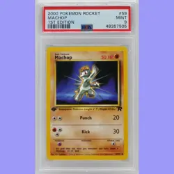 Pokemon 1st Edition Machop 59/82 Team Rocket PSA 9 MINT - Image 1