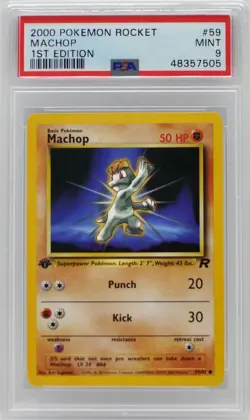 Pokemon 1st Edition Machop 59/82 Team Rocket PSA 9 MINT - Image 3
