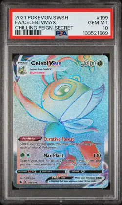 2021 POKEMON SWORD & SHIELD CHILLING REIGN SECRET FULL ART/CELEBI VMAX PSA 10 - Image 1