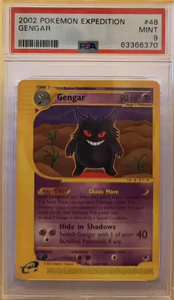 Pokemon PSA 9 MINT 2002 Gengar 48/165 Expedition Rare Card - Image 1