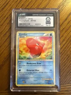 graded Luvdisc Pokemon card, specifically the 39/102 Uncommon card Record Holder - Image 1