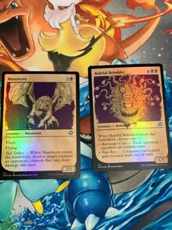 C754 MAGIC GATHERING FORGOTTEN REALMS FOIL SHOWCASE BEHOLDER MANTICORE NM MTG - Image 1