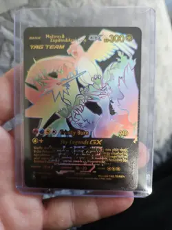 Pokemon Tag Team Moltres & Zapdos & Articuno GX Rainbow Black Foil Fan Art... - Image 1