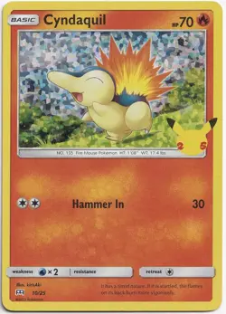 Pokemon Cyndaquil Bubble Foil Holo McDonald's Celebrations 10/25 NM Englisch - Image 1