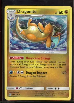 Dragonite Holo Rare Cracked Ice 151/236 Ex SM Unified Minds Pokemon - Image 1
