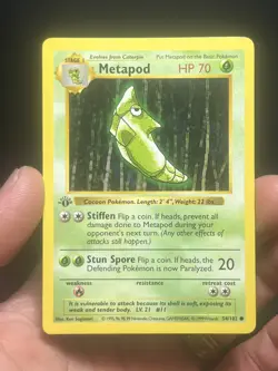 Pokemon TCG Metapod 054/102 Base Set (Shadowless) 1st Edition LP/NM - Image 1