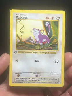 Pokemon TCG Rattata 061/102 Base Set (Shadowless) 1st Edition LP/NM - Image 1