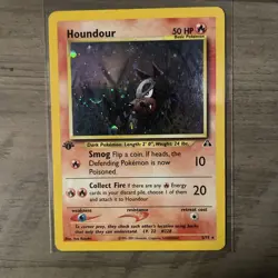 Pokemon Houndour 5/75 - Neo Discovery 1st Edition Holofoil MP. Holo Swirls !!!! - Image 1