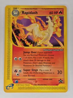 RAPIDASH POKEMON CENTER NY - LEAGUE PROMO BLACK STAR 2002 # 51 - E READER NM - Image 1