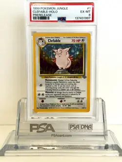 RARE Clefable Pokemon 1999 Holo Jungle Prerelease Promo English 1/64 PSA 6 - Image 1