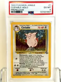 RARE Clefable Pokemon 1999 Holo Jungle Prerelease Promo English 1/64 PSA 6 - Image 2